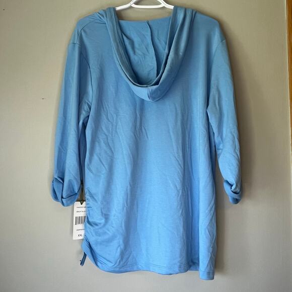 NWT! Green Tea Blue Half Sleeve Sweatshirt Size XXL - Picture 2 of 16